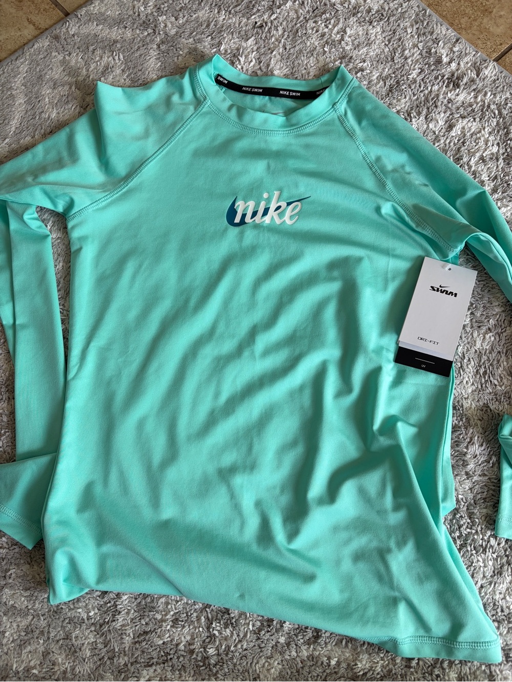 Nike Women's Aqua/Teal Long-Sleeve Performance Tee